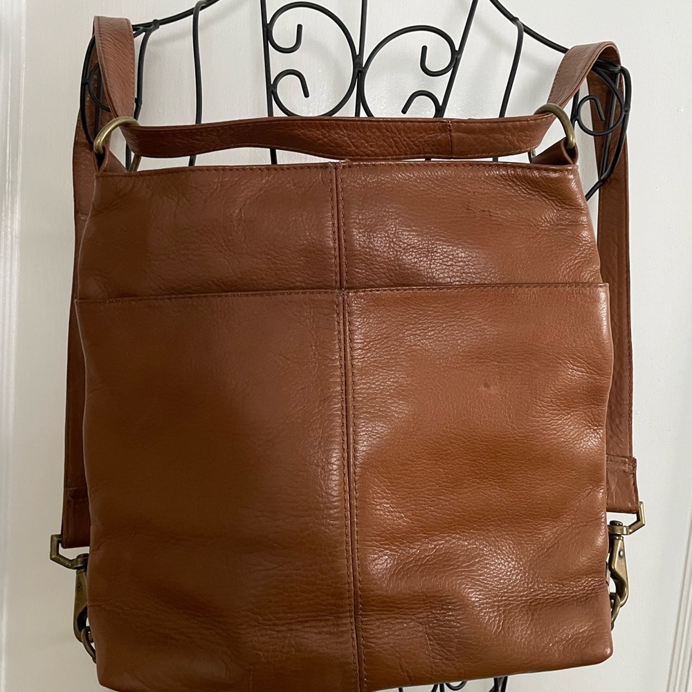 Hobo 3 in 1 Convertible bag brown leather